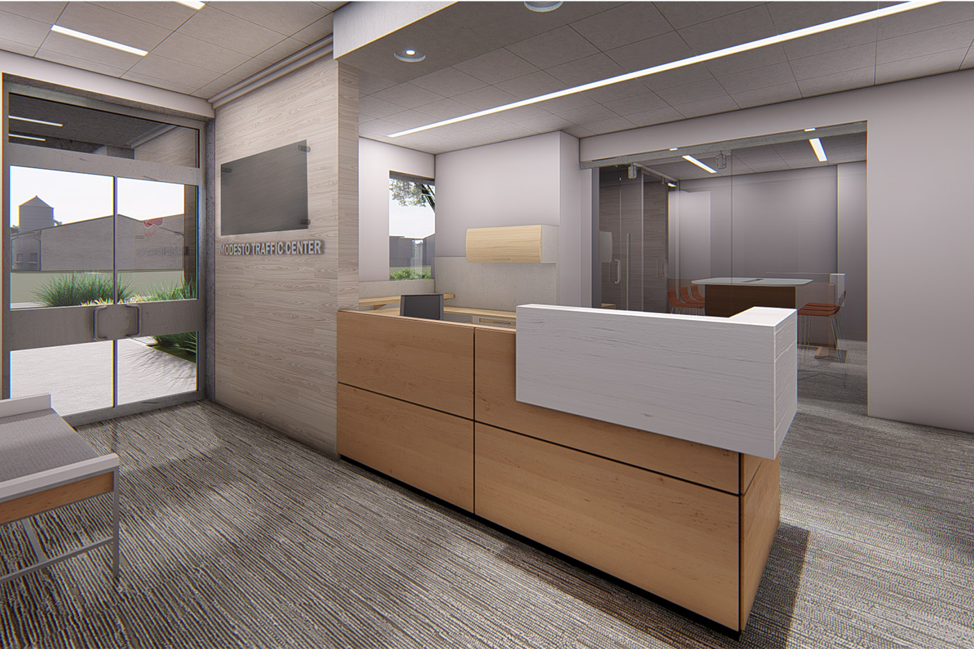 3d rendered office design